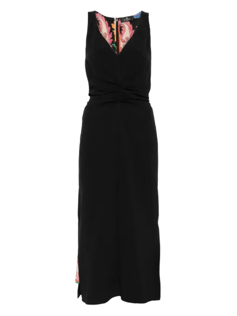 ETRO ruched-detailed midi dress Black WRHA035999TUDH3