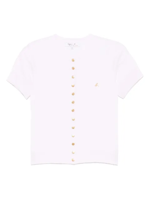 agnès b. embroidered-logo knitted tops Pink EBT2J155