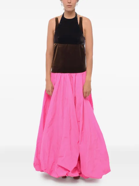 Valentino Garavani velvet-panelled maxi dress Pink BVD7F03VM
