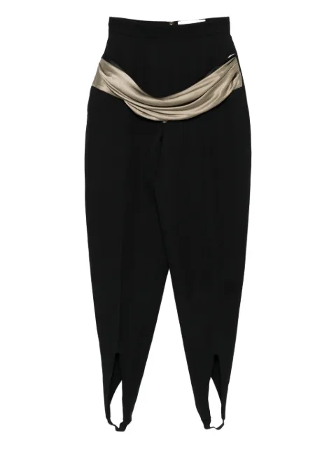 Burc Akyol draped-detail stirrup trousers Black BA4FP08