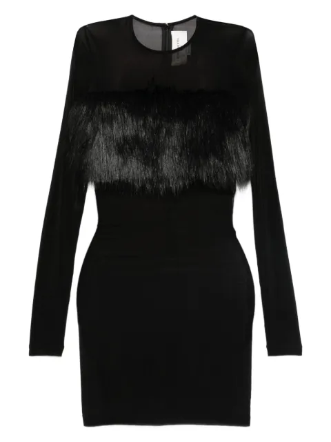 Burc Akyol faux fur-trimmed mini dress Black BA4FD16O15034