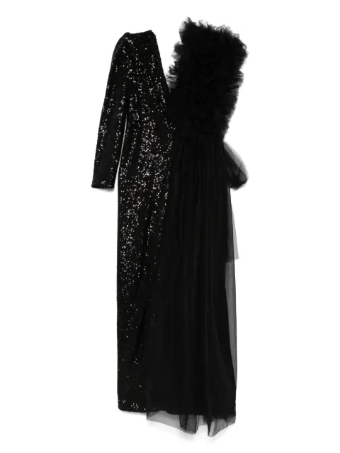 Alchemy x Lia Aram ruffle-detail gown Black LIA720