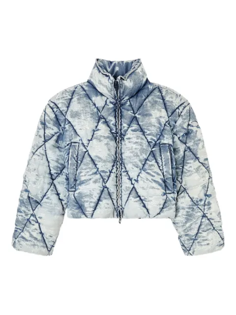 Diesel W-Histel quilted acid-wash puffer jacket Blue A193890LKCP