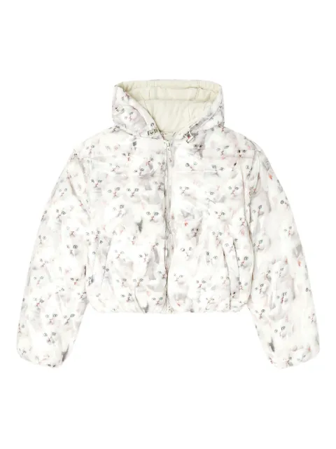 Diesel kitten-print hooded puffer jacket White A196020WFCH
