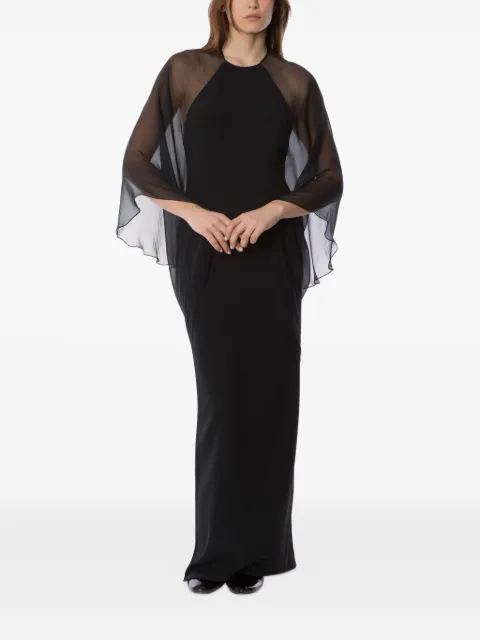 Alberta Ferretti chiffon cape gown Black AEF252M04085134
