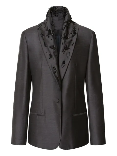 Alberta Ferretti bead-embroidered shawl-lapel blazer Grey AEF252M05085136