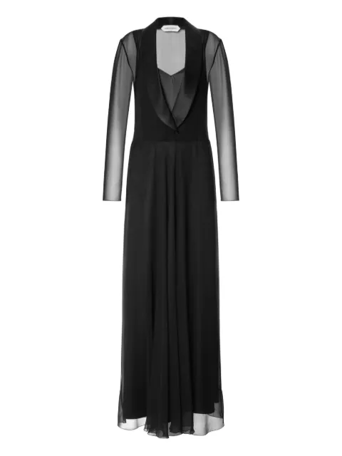 Alberta Ferretti sheer sleeve evening dress Black AEF252M04145115