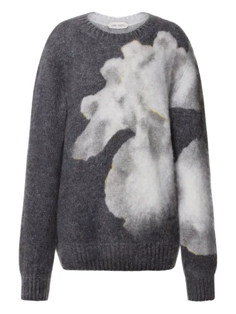 Alberta Ferretti floral-intarsia knit sweater Grey AEF252M09035102