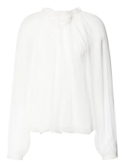 Alberta Ferretti floral-appliqué sheer blouse White AEF252M02135115