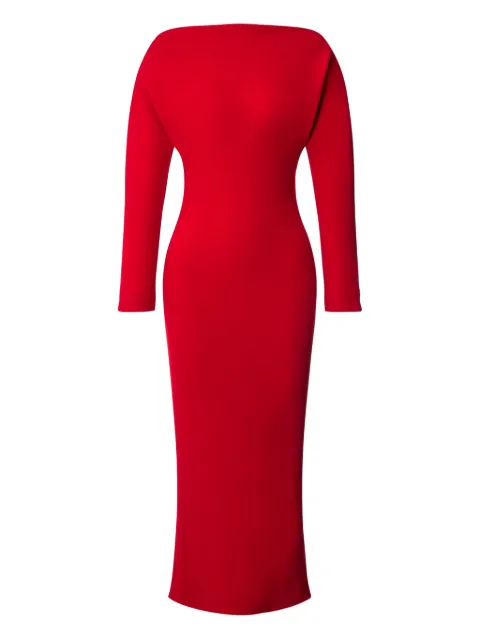 Alberta Ferretti slash-neck midi dress Red AEF252M04455134