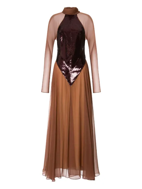 Alberta Ferretti sequined-bodice gown Brown AEF252M04245115