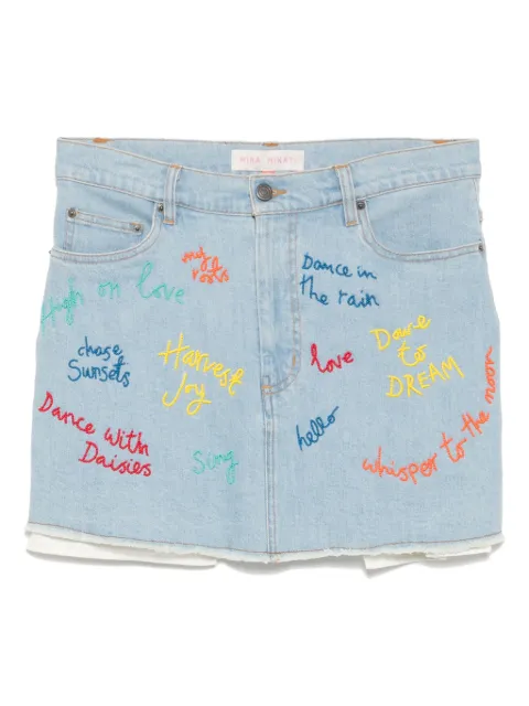 Mira Mikati beaded word denim skirt Blue DEN024B