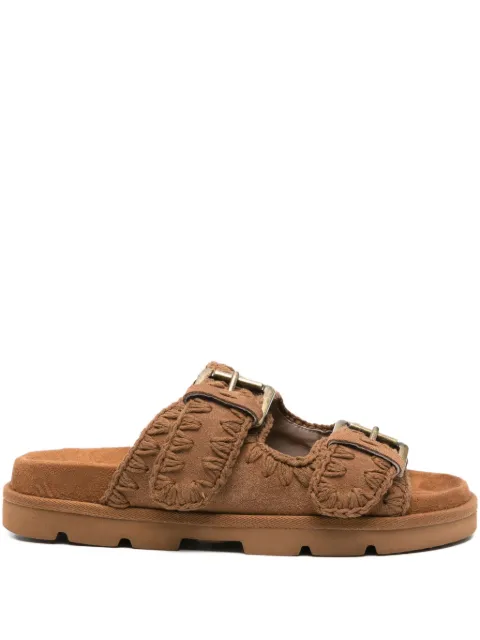 Mou buckle-embellished suede sandals Brown SW631000A