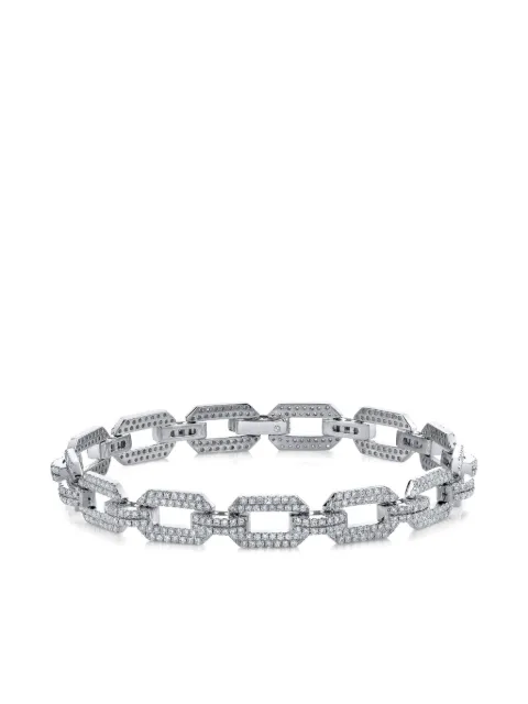 SHAY 18CT white gold flat geo link diamond bracelet Silver SB485