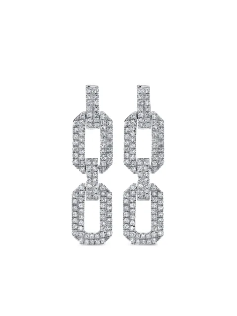 SHAY 18CT white gold flat geo link diamond earrings Silver SE420