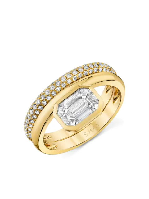 SHAY 18CT yellow gold floating bezel diamond ring Gold SR586