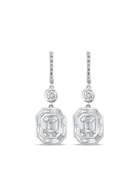 SHAY 18CT white gold illusion diamond drop earrings Silver SE436