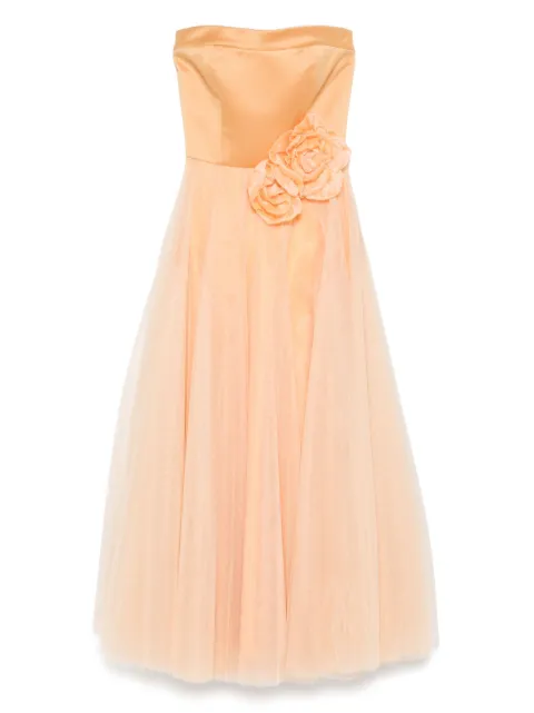 Parlor floral-appliqué midi dress Orange 2025FF42
