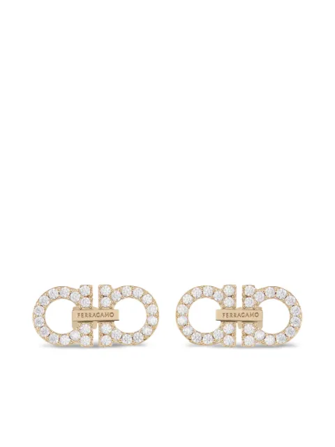 Ferragamo double Gancini crystal embellished earrings Gold 785180