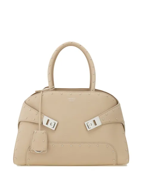 Ferragamo Hug handbag with studs M Neutrals 786919