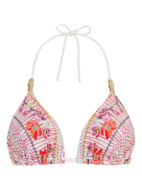 Temperley London Pomegranate floral triangle bikini top Pink 24LHEI24HSPG02