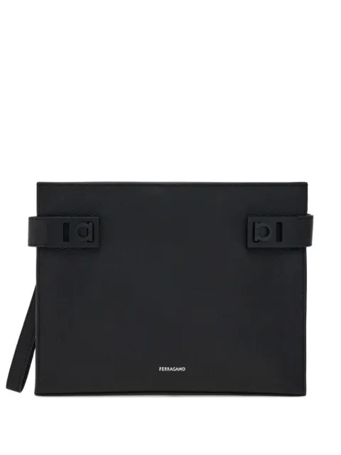 Ferragamo pouch with Hug buckle Black 784939