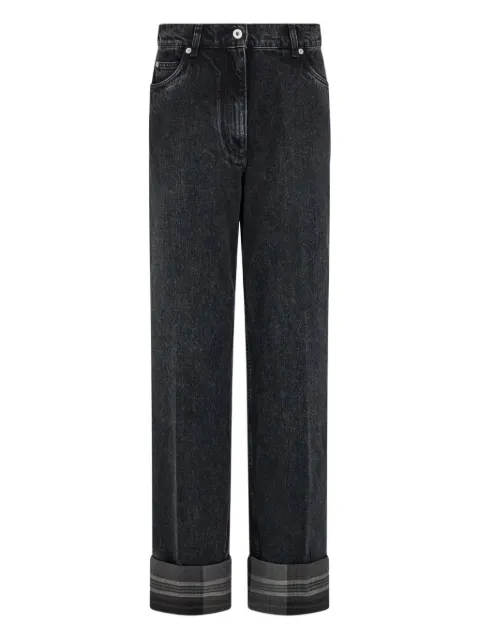 Ferragamo tartan-cuffs straight-leg jeans Black 786363