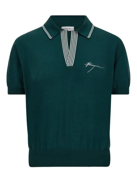 Ferragamo striped-collar T-shirt Green 786285