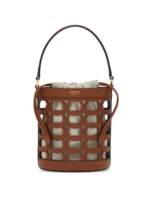 Ferragamo XS cut-out leather bucket bag Brown 785918