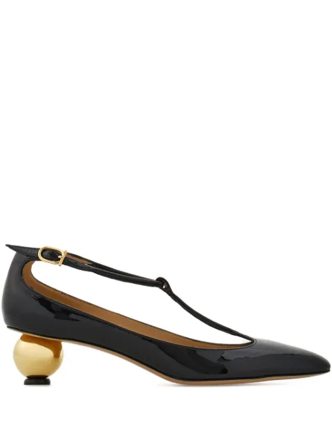 Ferragamo heel-detail leather pumps Black 784875