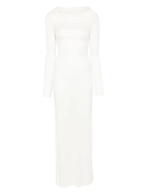 Aya Muse fine-knit maxi dress White AMSS2587