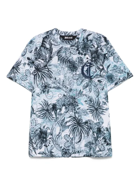 Just Cavalli monogram jungle-print T-shirt Blue 78OAHE04CJ110