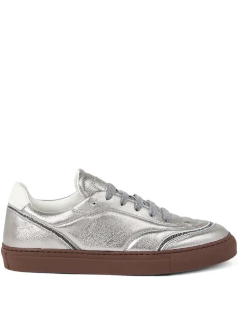 Brunello Cucinelli lamé-effect leather sneakers Silver MZLMG3076C9105