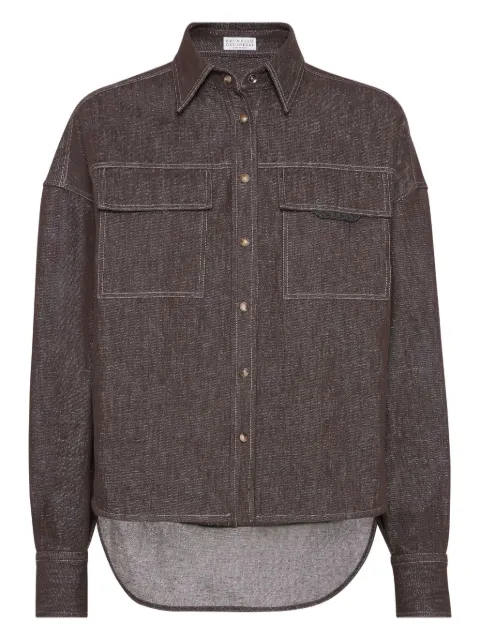 Brunello Cucinelli contrast-lining shirt Brown MB148MY516C003