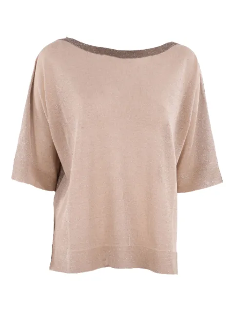 D.Exterior lurex-detail knitted top Brown 60212