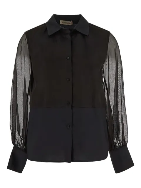 Gentry Portofino semi-sheer sleeve shirt Black D208PZG0009