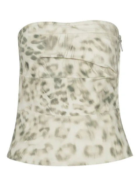 ROTATE BIRGER CHRISTENSEN printed denim top Neutrals 1145042930