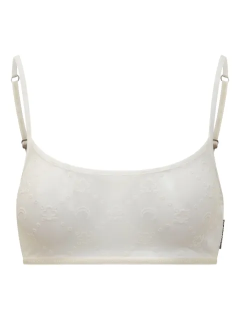 Marine Serre patterned-jacquard bralette White WUW058ACJER0005