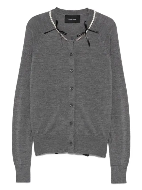 Simone Rocha merino wool cardigan Grey KMK13B0647FINEKNITCHARCOALPEARL