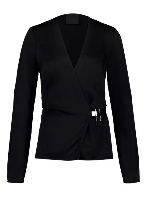 Givenchy V-neck satin wrap top Black BW60Z710F4