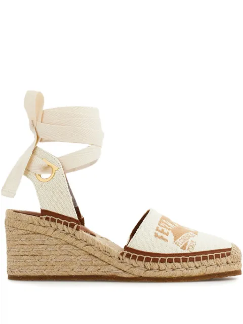 Ferragamo logo-jacquard wedge espadrilles Neutrals 783196