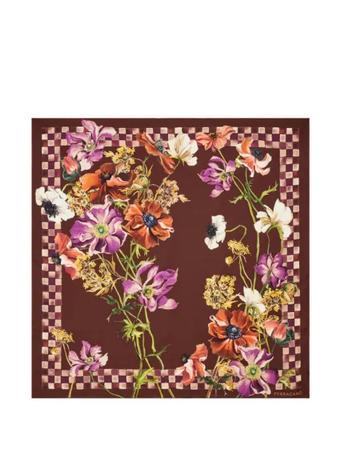 Ferragamo Fiori-print silk scarf Red 785303