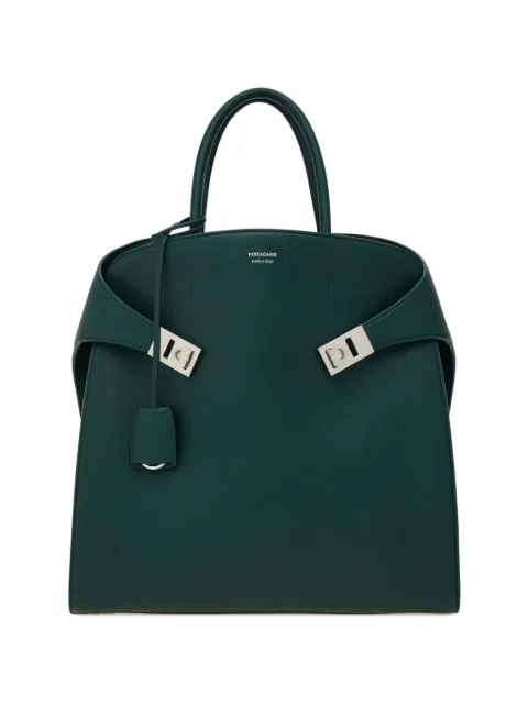 Ferragamo Hug leather tote bag Green 784592