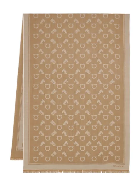 Ferragamo logo-patterned scarf Brown 785236