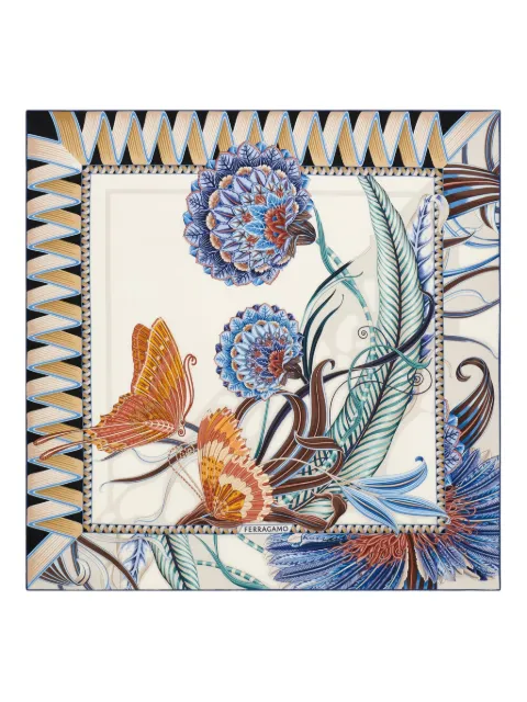 Ferragamo graphic-print silk scarf Blue 785341