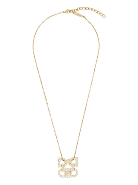 Ferragamo crystal embellished Gancini pendant necklace Gold 785164