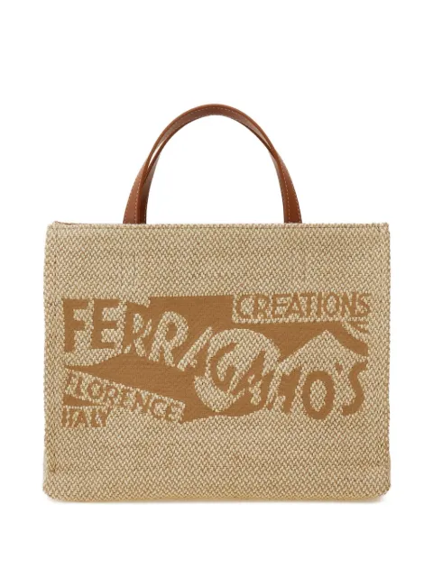 Ferragamo medium logo-embroidered tote bag Neutrals 783299