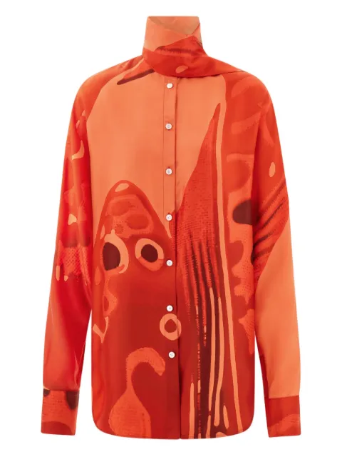 Ferragamo sash-detail silk shirt Orange 783738