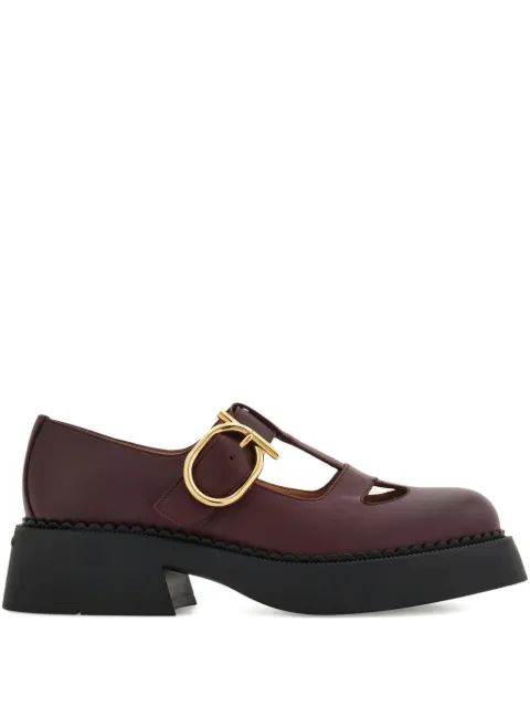 Ferragamo T-strap buckle loafers Red 784762