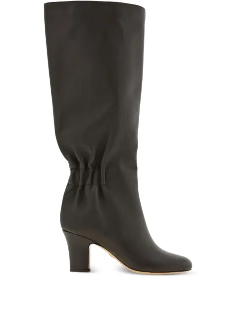 Ferragamo 70mm ruched leather boots Brown 786903